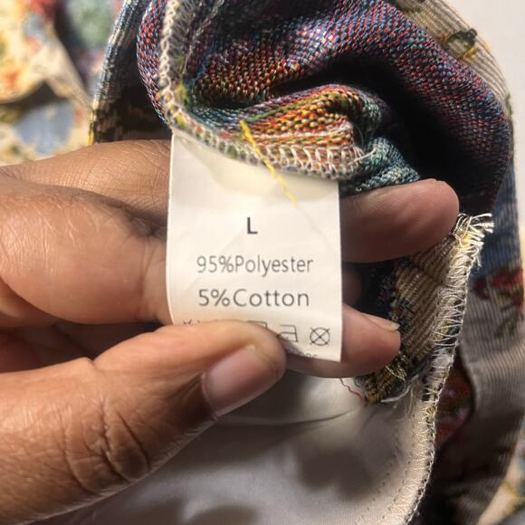 Tapestry Floral Zip Jacket Women’s Large Cottagecore Boho Rose‎ Print Retro - Picture 2 of 8